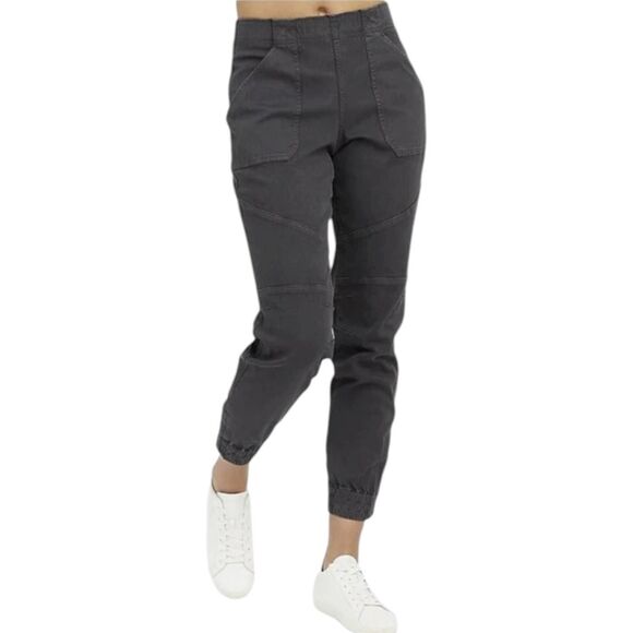 Spanx Pants Womens XS Washed Black Stretch Twill Cargo Jogger 2039R Zip Cuff - Picture 1 of 11